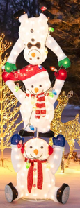lot 309 image: 5.6 FT Lighted Stacked Snowmen Christmas Decoration
