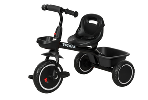 lot 318 image: Qaba Tricycle for Toddlers Age 2-5 with Adjustable Seat, Storage Baskets, Black