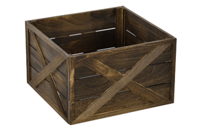 lot 319 image: HOMCOM 24 Farmhouse Christmas Tree Base Cover Wooden Christmas Tree Collar Box Home Decoration, Dark Distressed Wood Finish