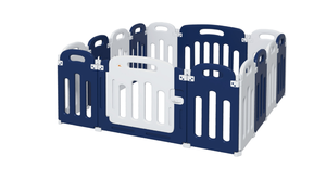 lot 320 image: Qaba Foldable Baby Playpen, 57 x 57 Baby Play Yard, Kids Activity Center with Anti-Slip Base, 14 Panels