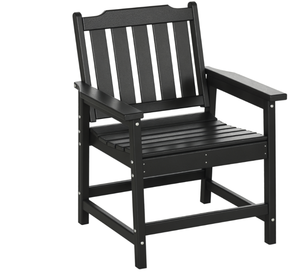 lot 321 image: Outsunny All-Weather Patio Chair, HDPE Patio Dining Chair, Heavy Duty Wood-Like Outdoor Furniture for Garden, Backyard, Deck, Porch, Lawn, Black