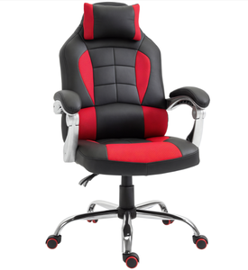 lot 324 image: HOMCOM High Back Office Chair, Executive Racing Gaming Chair, Adjustable Recliner with Removable Headrest Pillow for Office, Black and Red