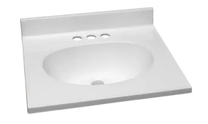 lot 44 image: Design House 19 in. W x 17 in. D Cultured Marble Vanity Top in White with Solid White Bowl