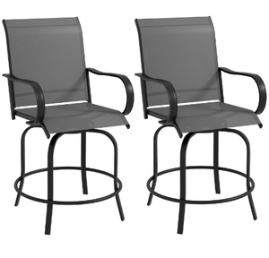 lot 79 image: Outsunny Outdoor Bar Stools Set of 2, 360° Swivel Bar Height Chairs, 26.75 x 29.5 x 48.5, Gray