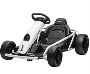 lot 82 image: Aosom 24V Electric Go Kart for Kids, Drift Ride-On Racing Go Kart with 2 Speeds, for Boys Girls Aged 8-12 Years Old, White