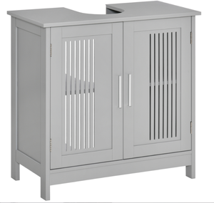 lot 234 image: Kleankin Under Sink Pedestal Storage Bathroom Cabinet, Gray