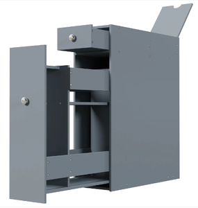 lot 236 image: Kleankin Bathroom Floor Organizer Free Standing Space Saving Narrow Storage Cabinet Bath Toilet Paper Holder with Drawers Gray