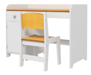 lot 238 image: Qaba Kids Desk and Chair Set with Storage, Study Desk with Chair, White
