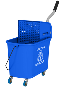 lot 239 image: HOMCOM Compact Mop Bucket with Wringer, Mop Bucket on Wheels for Floor Cleaning, 21 Quart, Separate Dirty and Clean Water, Blue