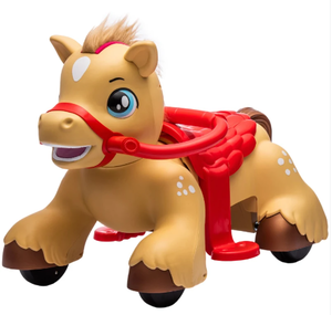 lot 243 image: Qaba Ride On Horse Toy, 12V Battery Powered Ride on Toy with Carrot Toy, Comb and Sound, Electric Rocking Horse for Toddlers