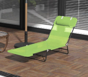 lot 248 image: Outsunny Foldable Outdoor Chaise Lounge Chair Reclining Camping Tanning Chair with Breathable Mesh Fabric and Headrest