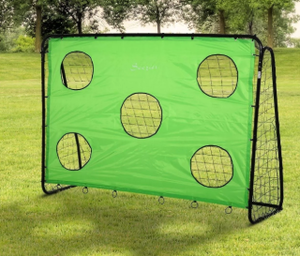 lot 340 image: Soozier 8 x 3ft Soccer Goal Target Goal 2 in 1 Design Indoor Outdoor Backyard with All Weather PE Net Best Gift