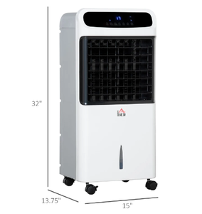 lot 341 image: HOMCOM 32 Evaporative Air Cooler with 3.2 Gal Water Tank, 60° Oscillating, 3-In-1 Ice Cooling Fan, Portable Swamp Cooler with Humidifier for Home Office, 3 Modes, 3 Speeds, 12H Timer, Remote, White