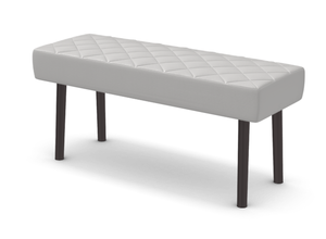 lot 409 image: HOMCOM End of Bed Ottoman Bench, 39.4 Faux Leather Upholstered Entryway Bench with Metal Legs and Padded Seat, Gray