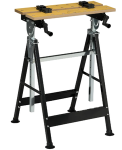 lot 420 image: HOMCOM Work Bench Tool Stand with Adjustable Height and Angle, Carpenter Saw Table with 4 Clamps, Steel Frame, 220lbs Capacity