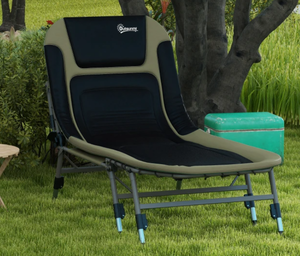 lot 17 image: Outsunny Heavy Duty Camping Cot, Folding Bed with Soft Padded Cushion and 180° Adjustable Backrest, 400 lbs. Capacity, Green