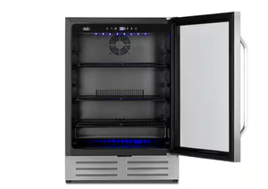 lot 27 image: Velivi Freestanding Beverage Cooler Fridge with Adjustable Shelves in Stainless Steel