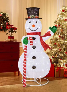 lot 112 image: Costway 5FT Pre-lit Christmas Snowman Pop-up Xmas Holiday Decoration with 180 LED Lights