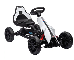 lot 353 image: Aosom - Kids Pedal Go Kart, Outdoor, Adjustable Seat, Swing Axle, Handbrake, 4 Non-Slip EVA Wheels, Ages 3-8