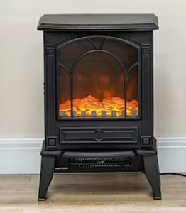 lot 356 image: HomCom 22 Free Standing Electric Fireplace Stove Fire Place Heater with Realistic Flame Effect
