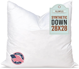 lot 418 image: Pillowflex Synthetic Down Pillow Insert - 28x28 Down Alternative, Ultra Soft Large Square European Throw Pillow, Couch Euro Sham, Bed