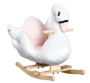 lot 449 image: Qaba Kids Ride On Rocking Horse Plush Swan Style Toy with Music for Over 18 Months Children, White and Pink