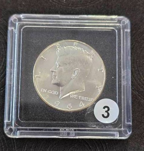 lot 3 image: 1964-D BU 90% Silver Kennedy Half Dollar