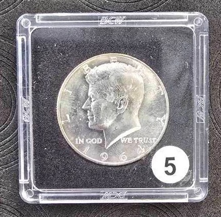 lot 5 image: 1964-D BU 90% Silver Kennedy Half Dollar