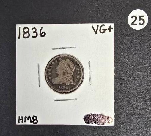lot 25 image: 1836 VG Bust Dime