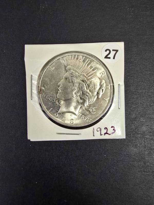 lot 27 image: 1923 BU Peace Dollar