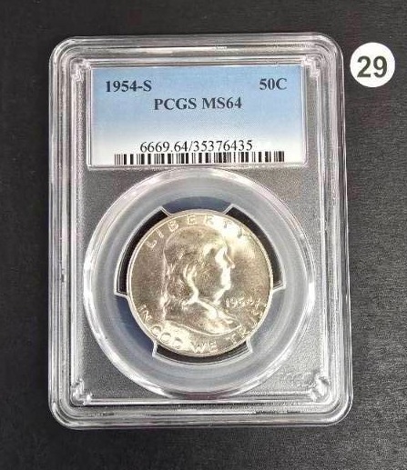 lot 29 image: 1954 S PCGS MS 64 Half Dollar