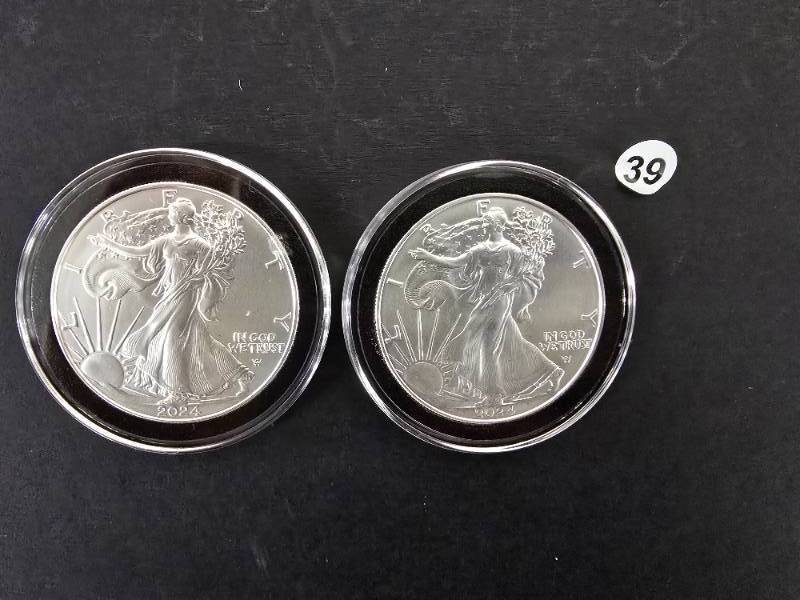 lot 39 image: 2 - 2024 American Eagle 1 oz. Silver Dollars Uncirculated