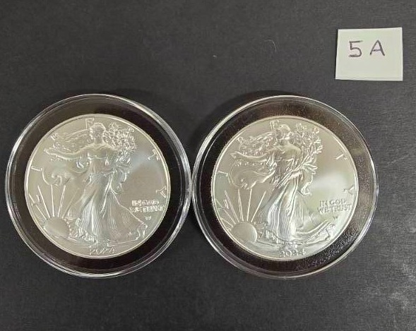 lot 5A image: 2 - 2024 American Eagle 1oz. Silver Dollars Uncirculated