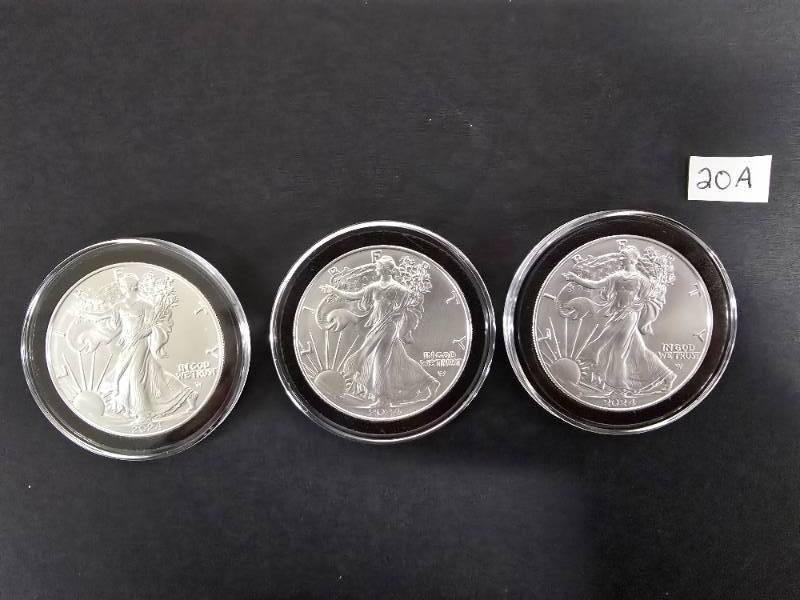 lot 20A image: 3 - 2024 American Eagle 1oz. Silver Dollars Uncirculated