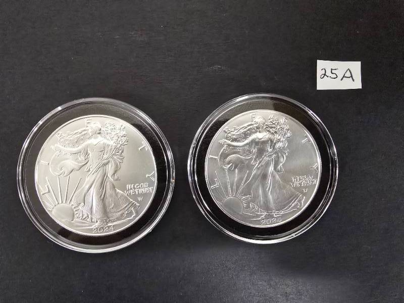 lot 25A image: 2 - 2024 American Eagle 1oz. Silver Dollars Uncirculated