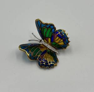 lot 12N image: Colorful Butterfly Enamel and Metal Brooch Pin