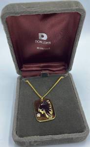 lot 14N image: Don Loper Beverly Hills Gold-Tone Pendant Necklace with Horse Design and Stone Accent, 11.25 Inch