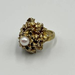 lot 27N image: T LA Denmark Sterling 925 Modernist Pearl Ring