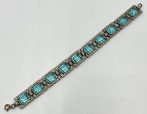 lot 49N image: Vintage Silver-Tone Bracelet with Blue Glass Stones