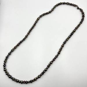 lot 50N image: Black Freshwater Pearl Necklace with Metal Clasp