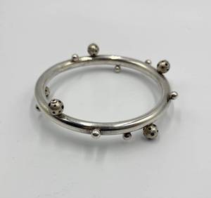 lot 57N image: Silver Bangle Bracelet with Decorative Beads