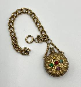 lot 67N image: Vintage Ornate Gold Tone Perfume Bottle