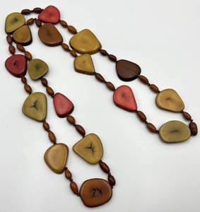 lot 85N image: Tagua Nut Necklace with Multicolor Beads