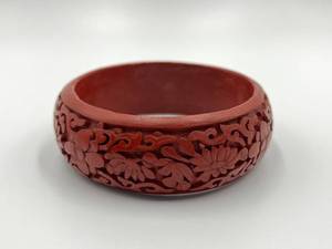lot 94N image: Carved Cinnabar Bangle Bracelet