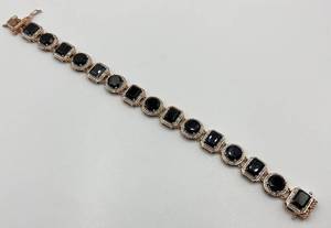 lot 104N image: Sterling Silver Black Onyx Tennis Bracelet