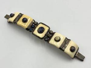 lot 106N image: Sterling Silver Mother of Pearl and Marcasite Bracelet