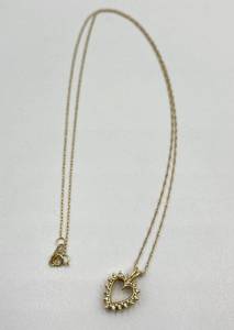 lot 111N image: 10k Gold Heart Pendant Necklace with Diamond Accents