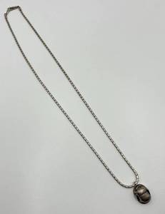 lot 113N image: Sterling Silver Scarab Beetle Pendant Necklace