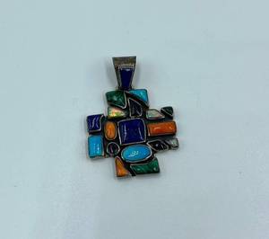 lot 116N image: Sterling Silver Mosaic Cross Pendant