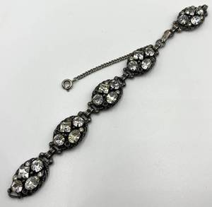 lot 131N image: Vintage Kramer Crystal Link Bracelet 7.25 Inch Needs Repair